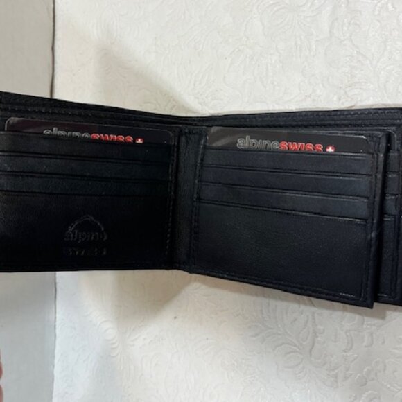 Alpine Swiss Black Soft Leather Bifold Wallet Made in India - Picture 2 of 14